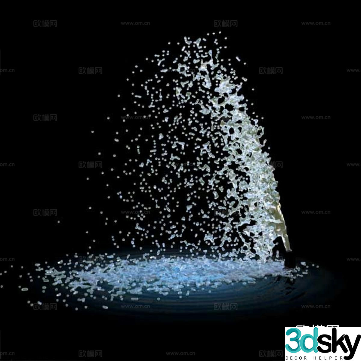 modern fountain pool water spray 3d model