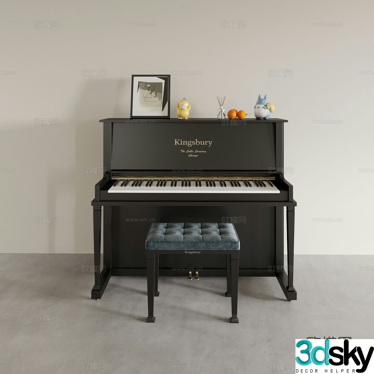 piano piano bench 3d model