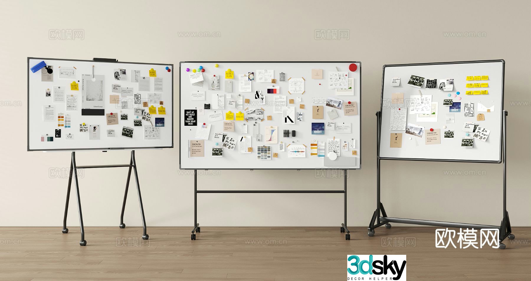 Writing board message board sticky note 3d model