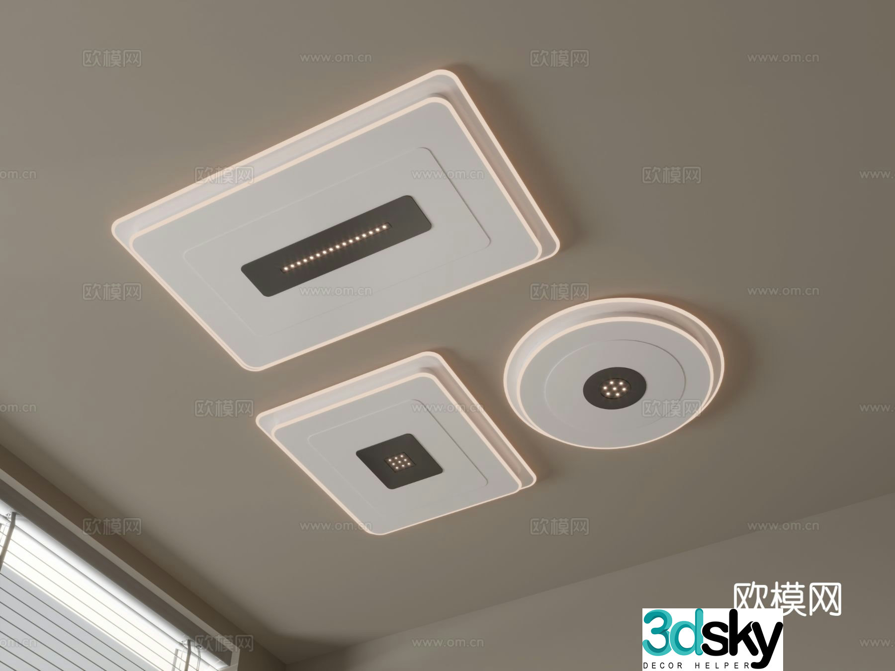Modern geometric ceiling lamp 3d model