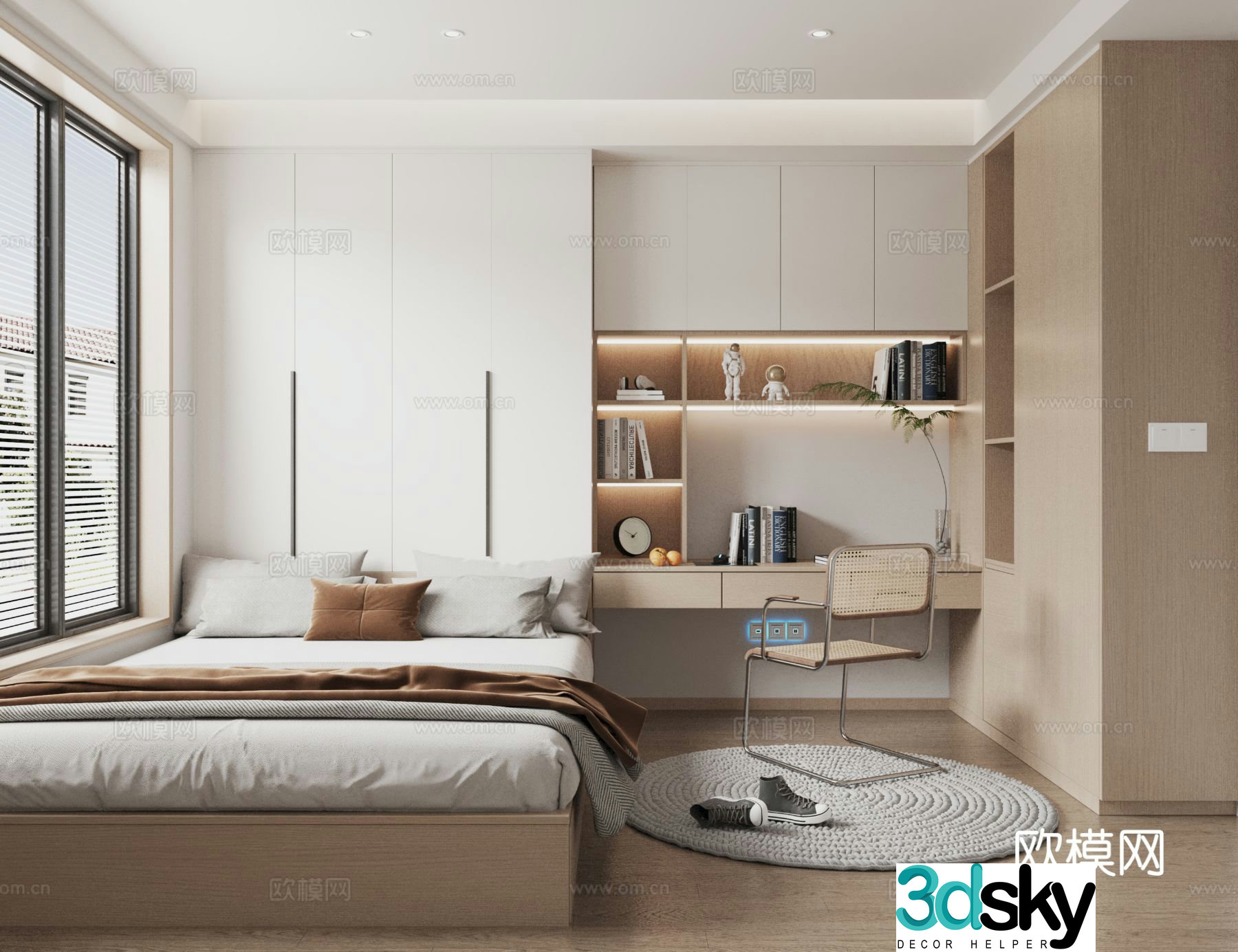 Modern tatami bedroom 3d model