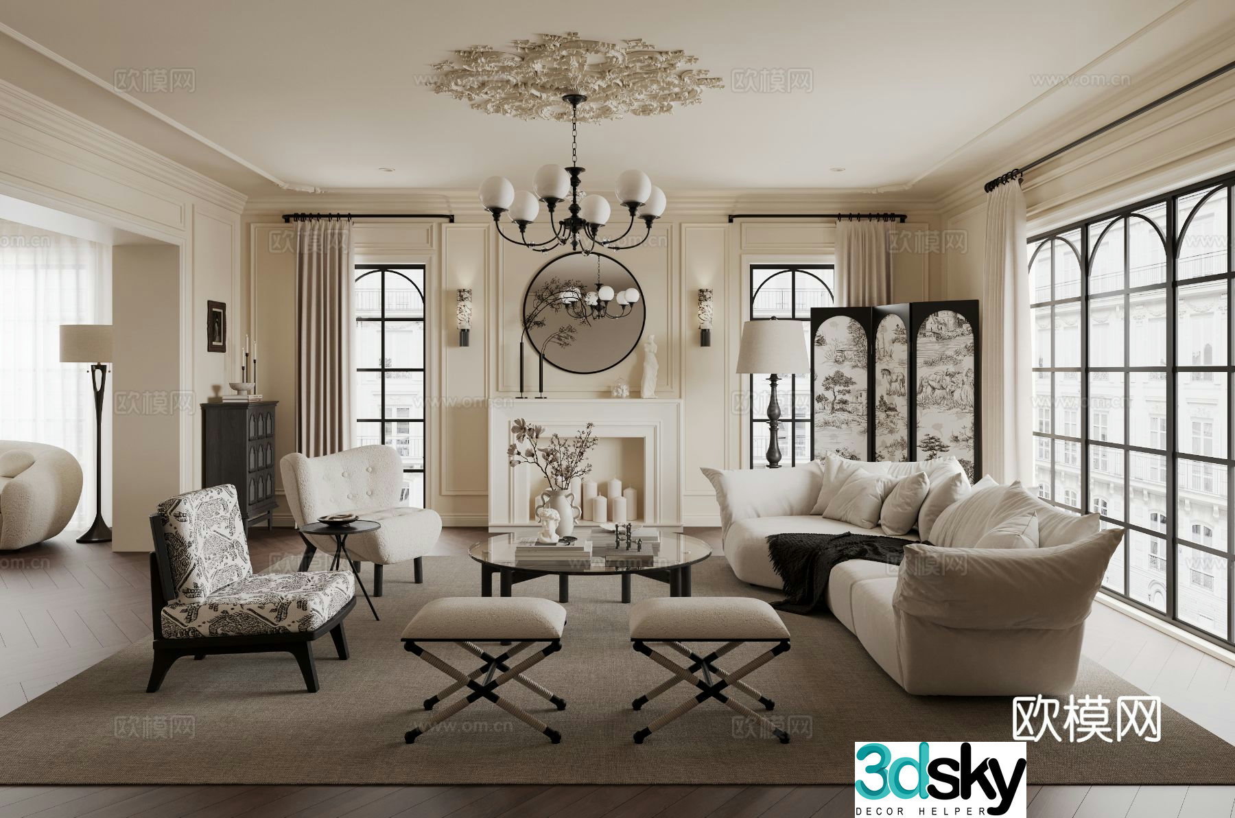 French living room 3d model