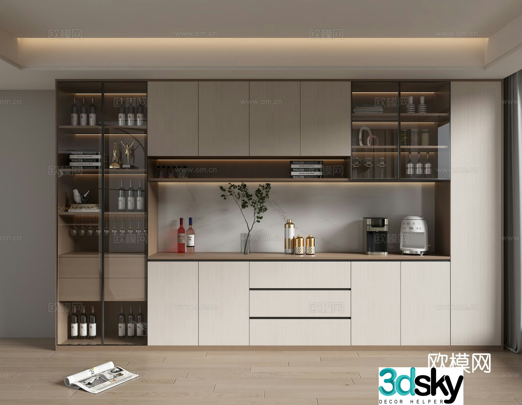 Modern wine cabinet 3d model