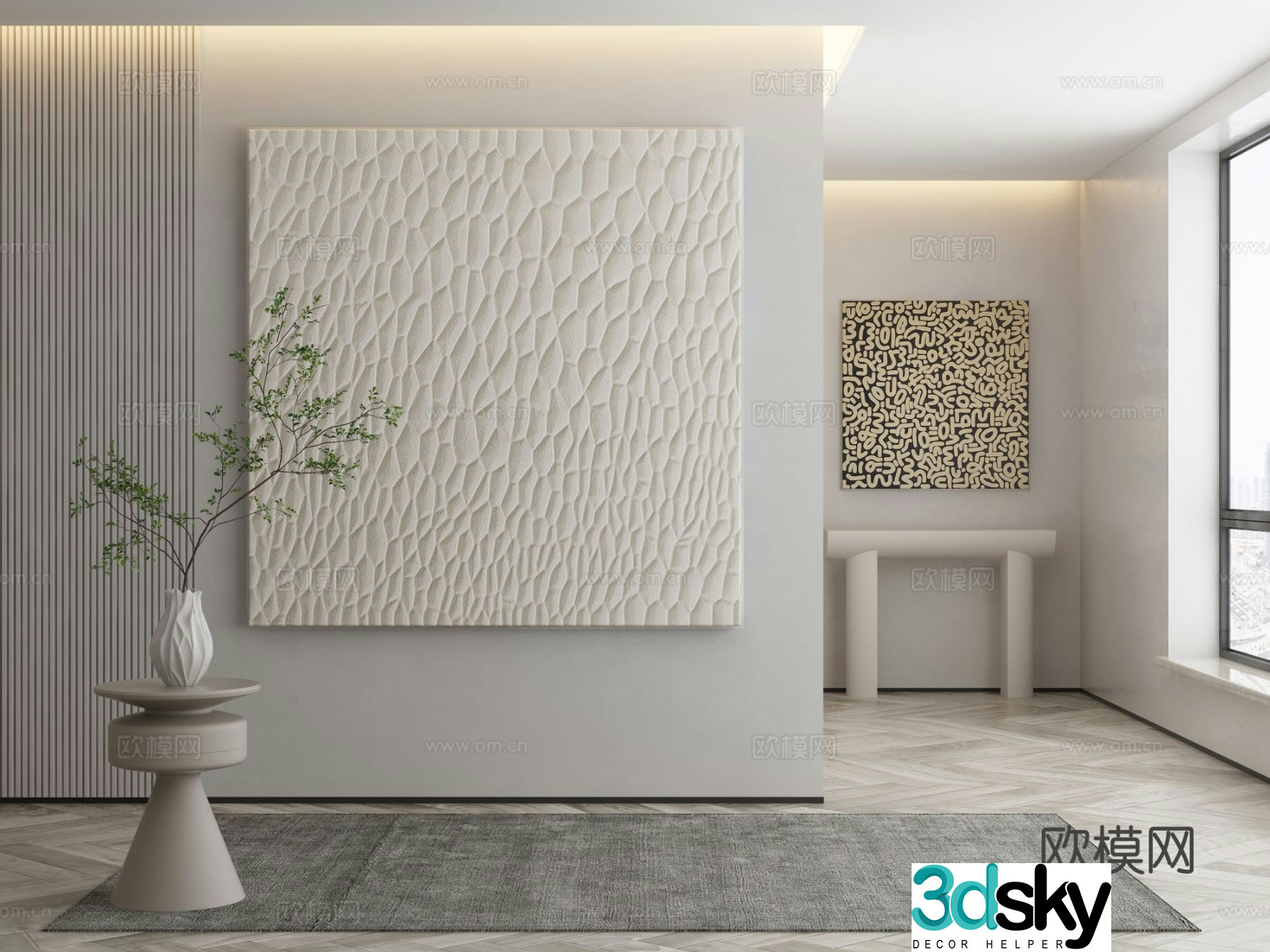 Modern texture painting decorative painting 3d model