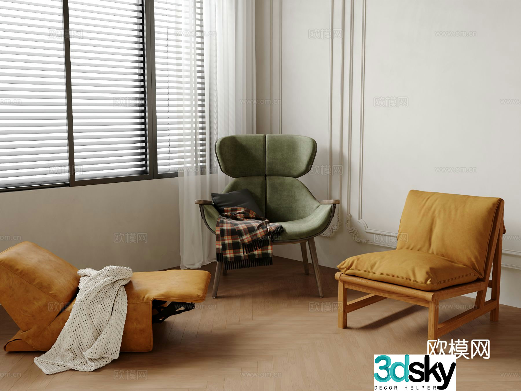 Single chair dining chair sofa chair 3d model