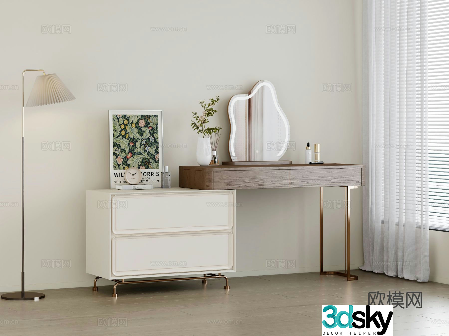 Medieval style dressing table 3d model