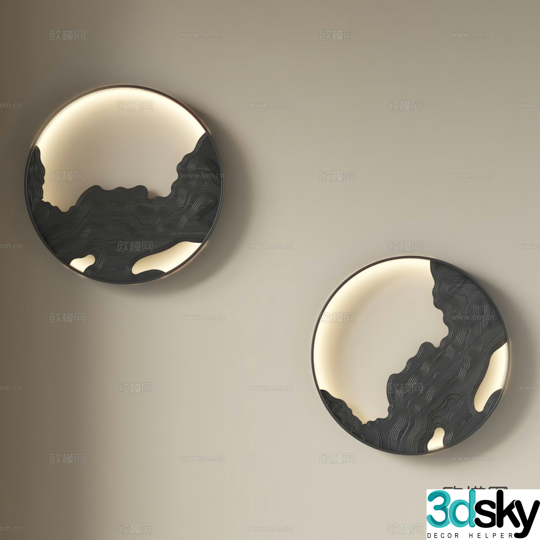 New Chinese style wall lamp round wall lamp 3d model