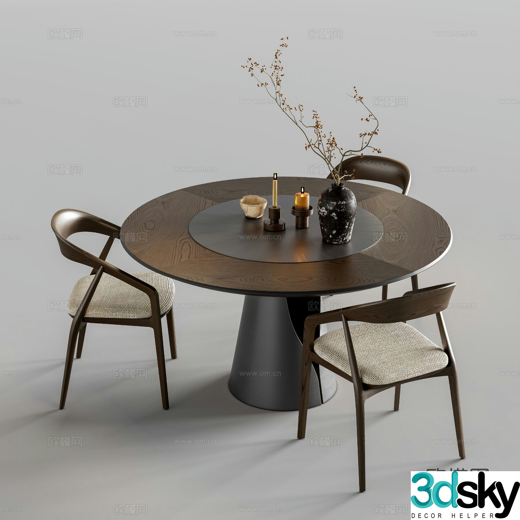 Medieval style dining table and chairs 3d model
