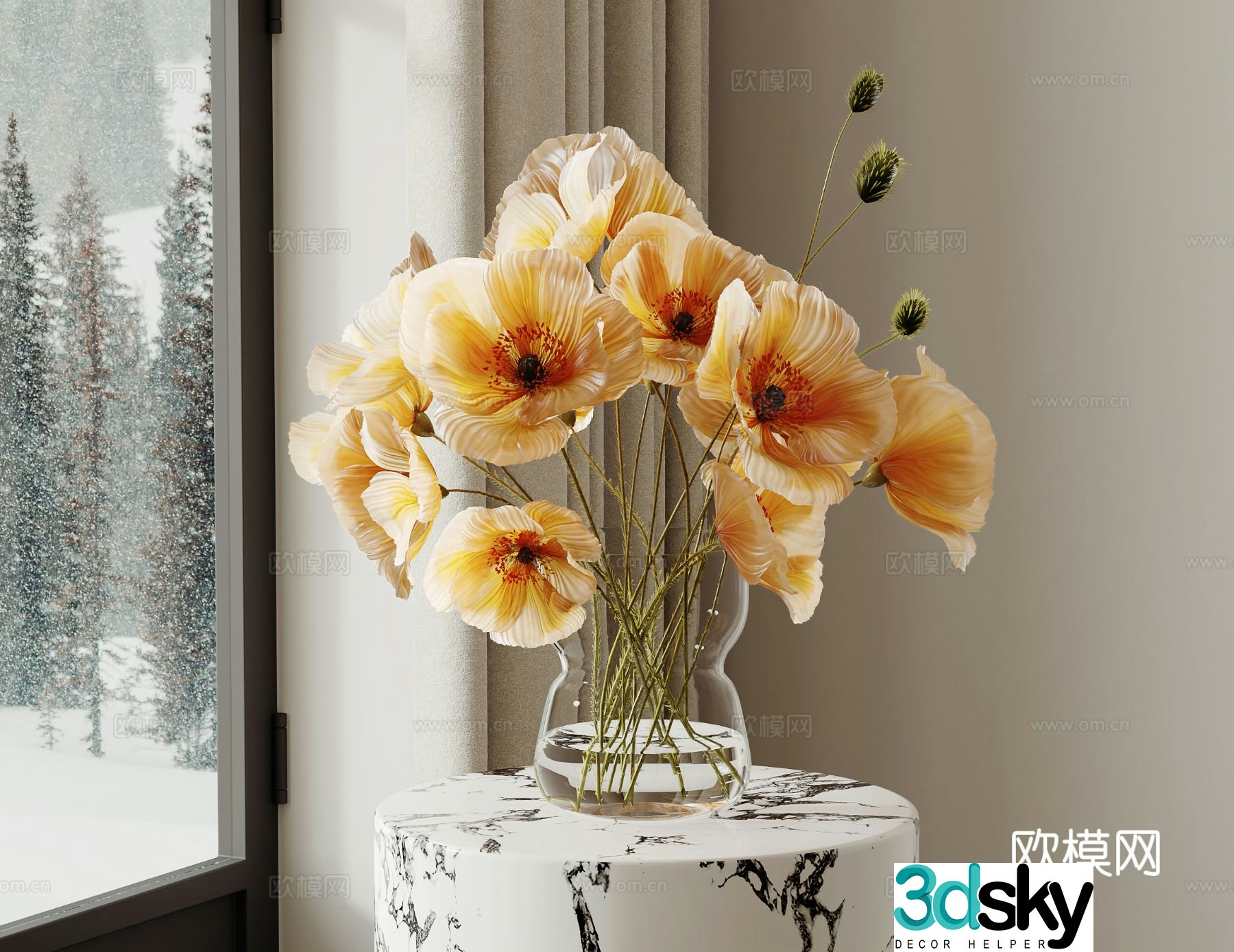 flowers flowers vase floral 3d model