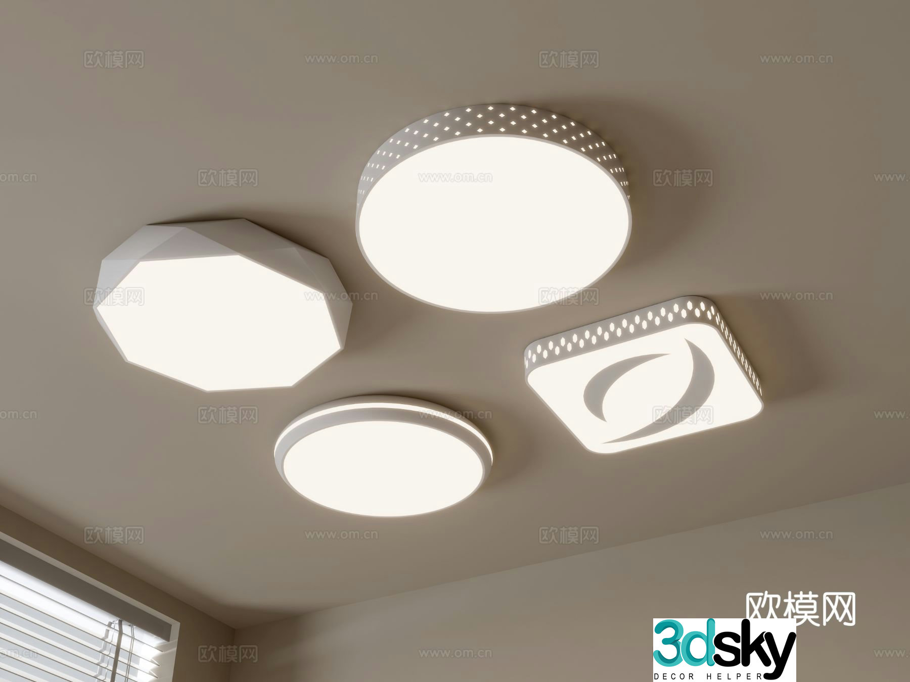Modern geometric ceiling lamp 3d model