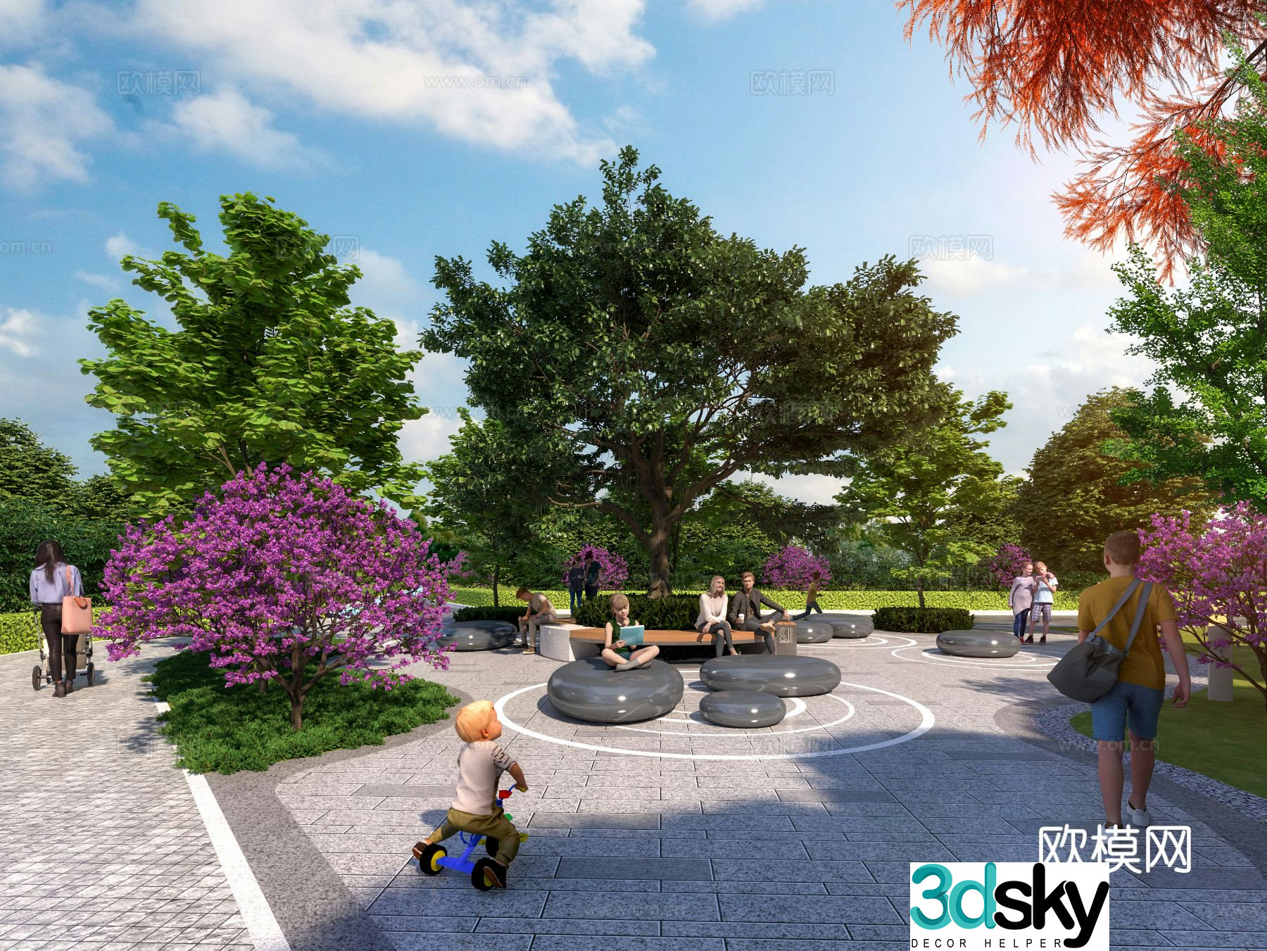 Modern park landscape 3d model