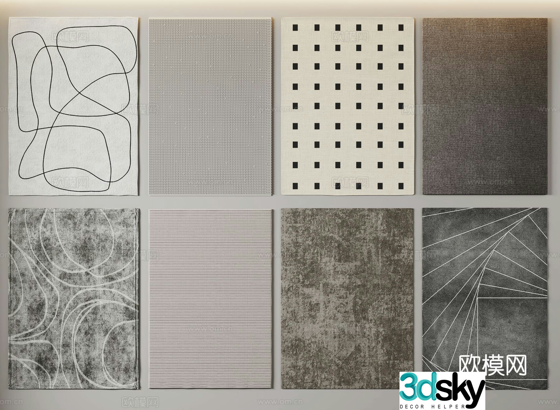 abstract carpet square rug 3d model