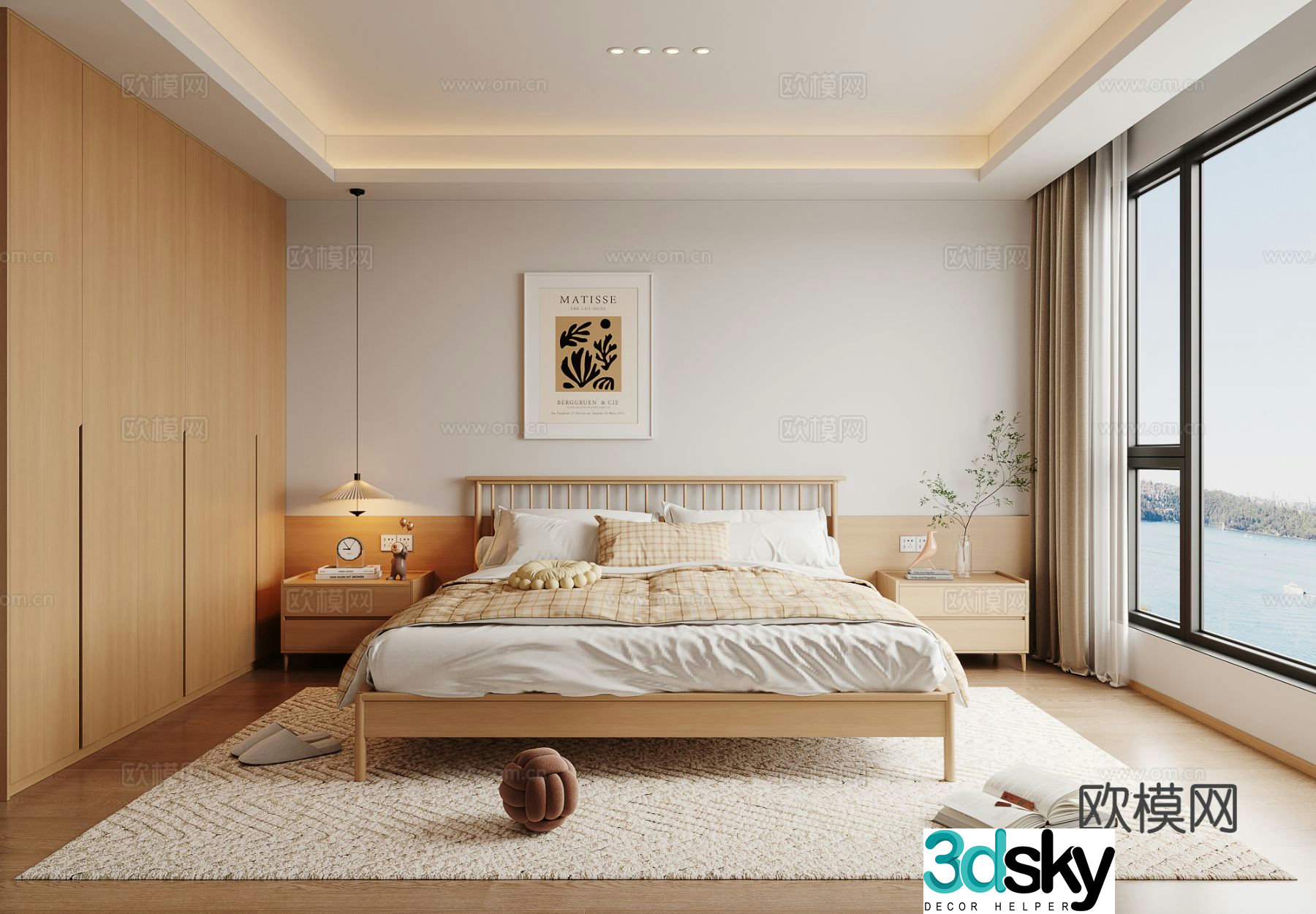 Log style bedroom master bedroom 3d model
