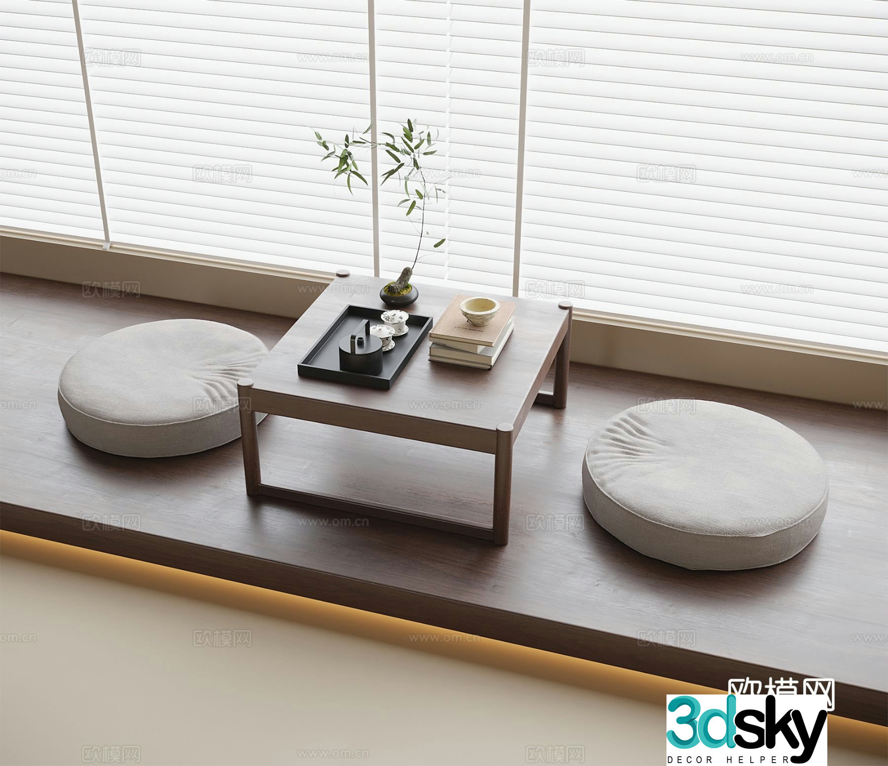 New Chinese style tea table tatami tea table 3d model