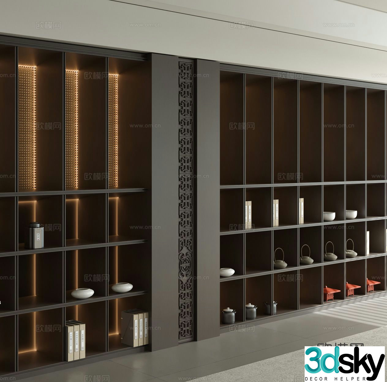 New Chinese style display cabinet tea cabinet decorative cabinet 3d model