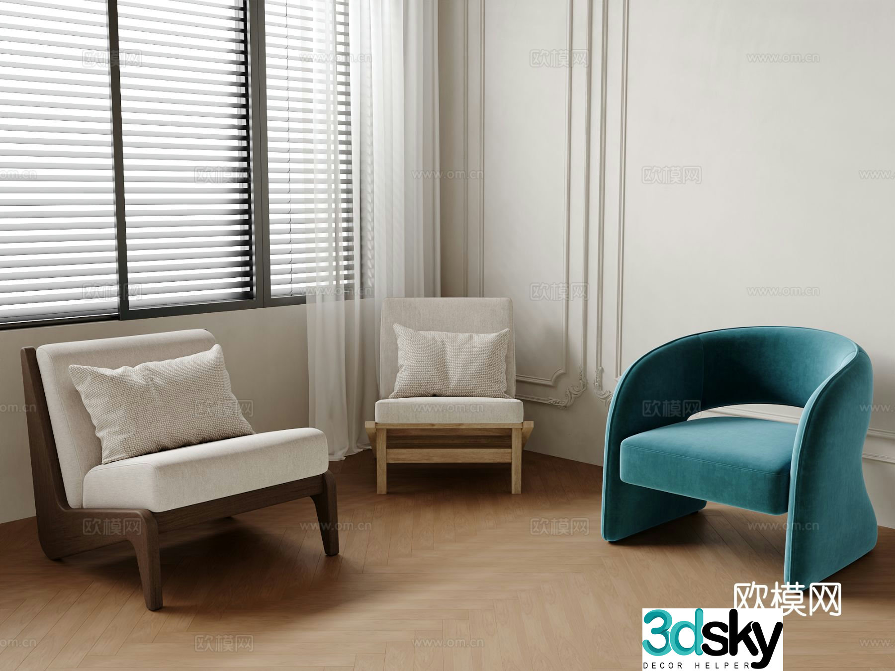 Single chair dining chair sofa chair 3d model