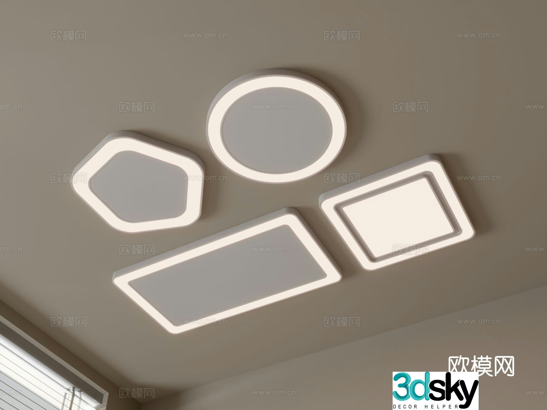 Geometric ceiling lamp bedroom lamp 3d model