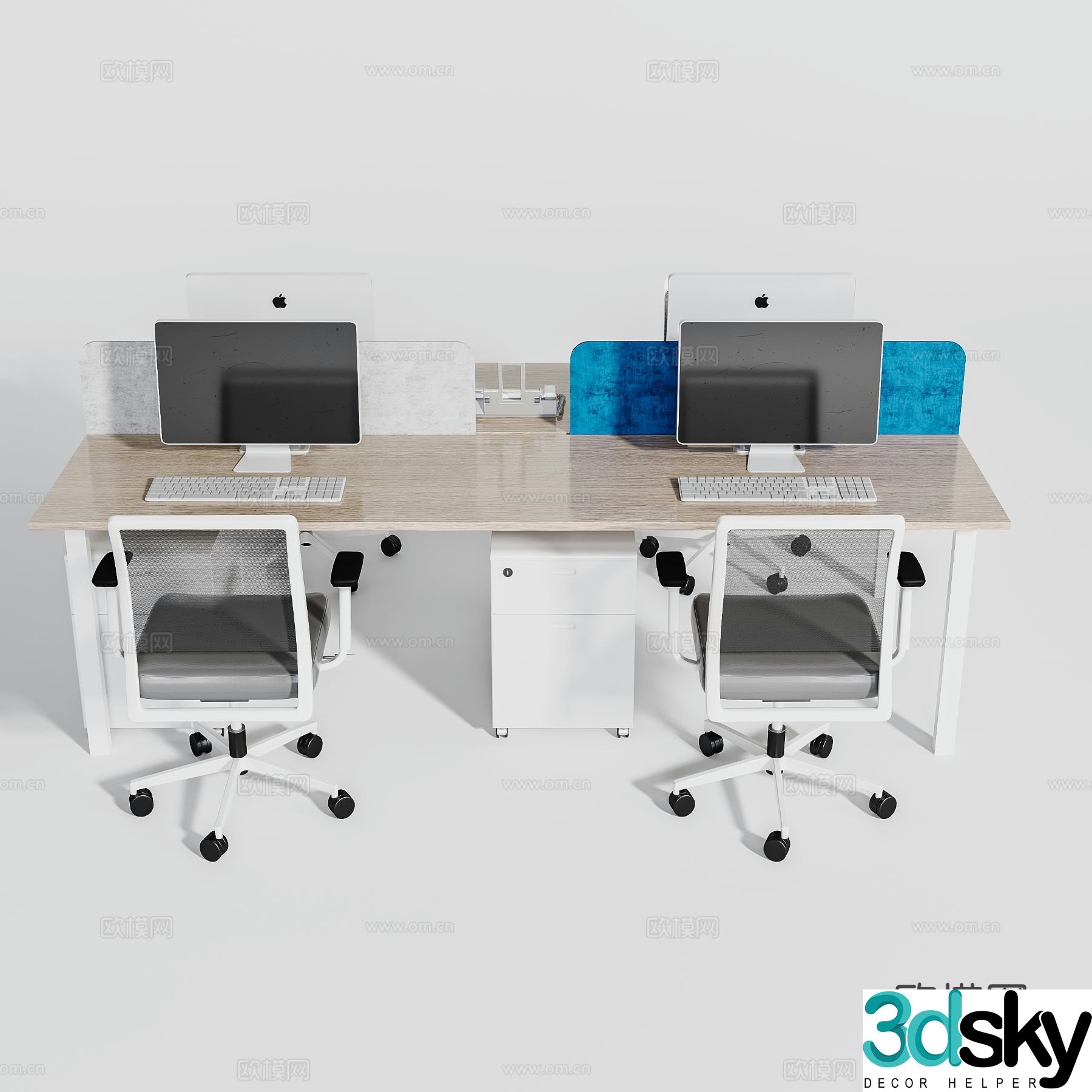Card space desk work station post 3d model