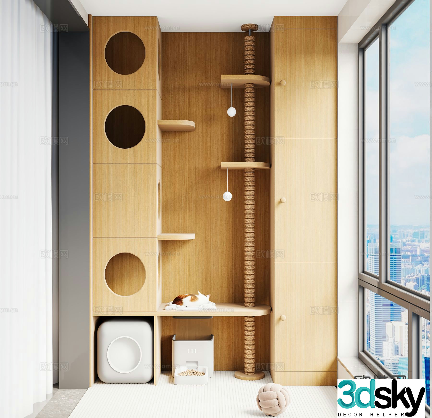 Pet Balcony Pet Supplies Cat Climbing Cabinet Cat Climbing Frame 3D Model