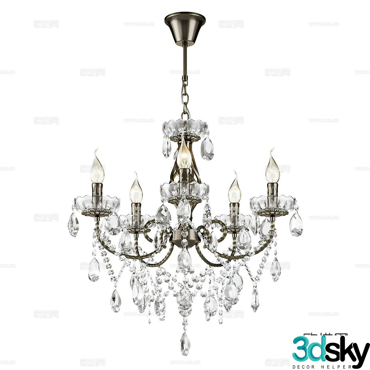 French multi-head chandelier candlestick chandelier 3d model
