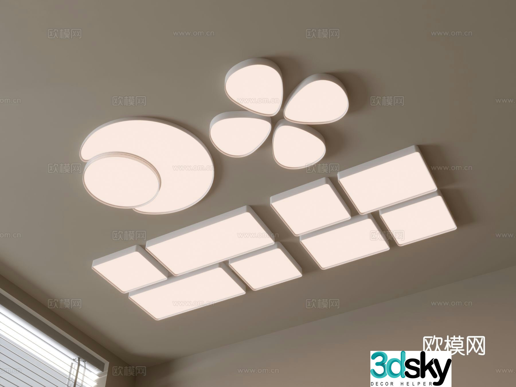 Geometric ceiling lamp bedroom lamp 3d model