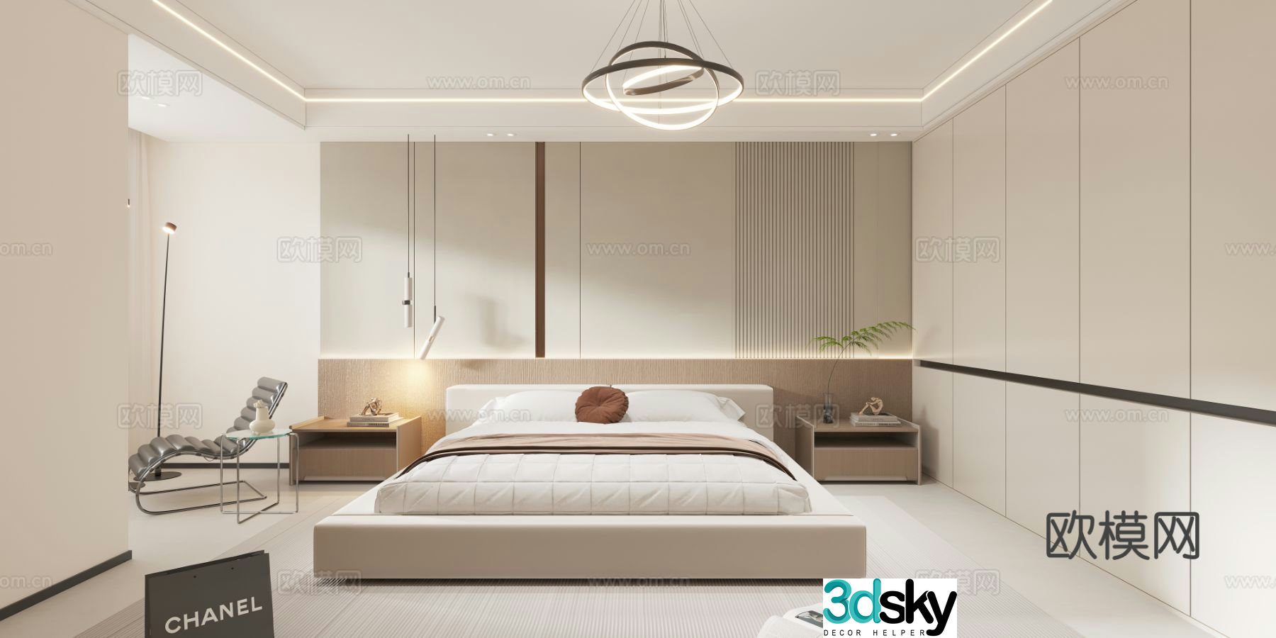 Cream style bedroom master bedroom 3d model