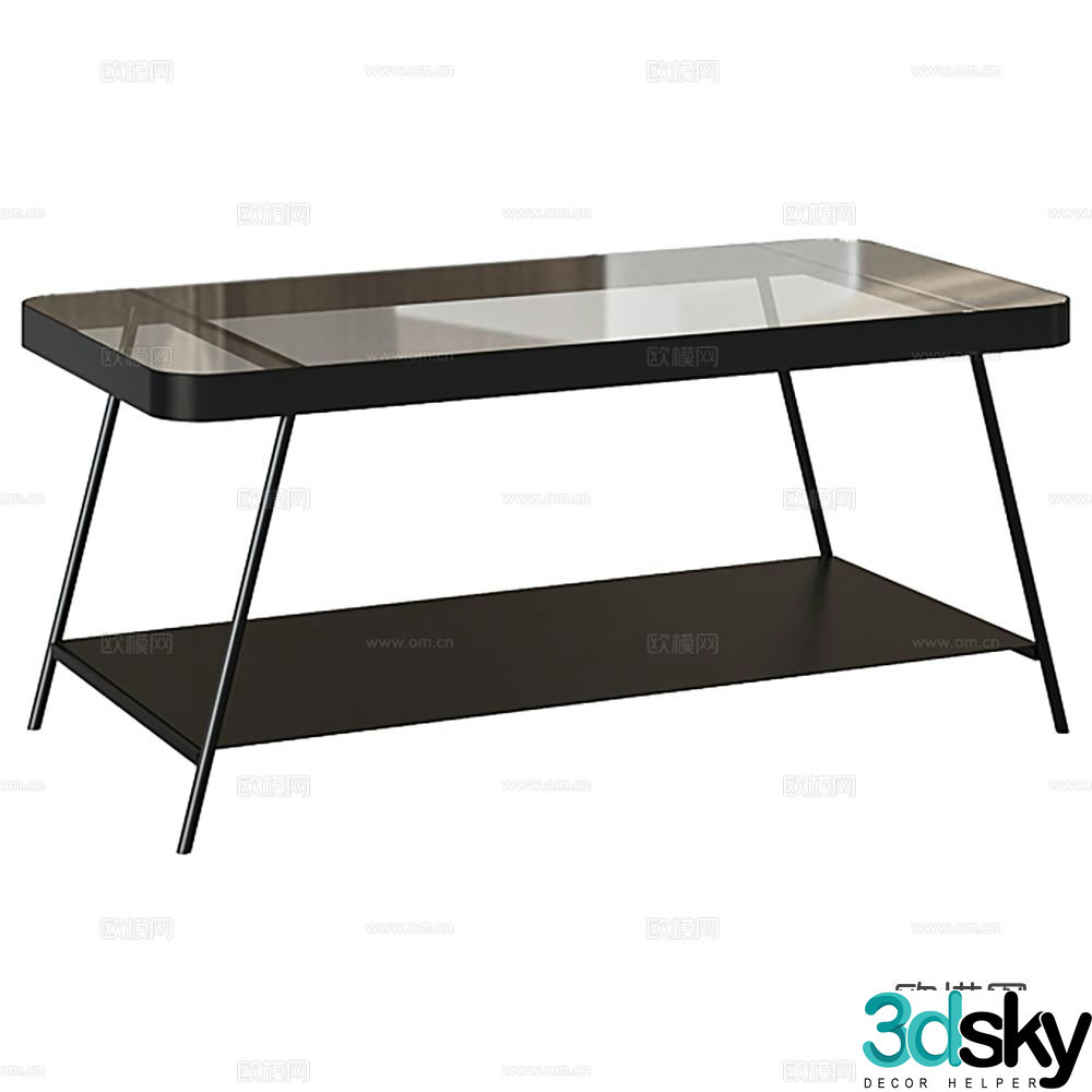 Square coffee table glass coffee table 3d model