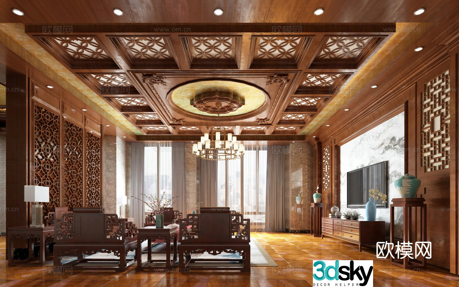 Chinese living room 3d model