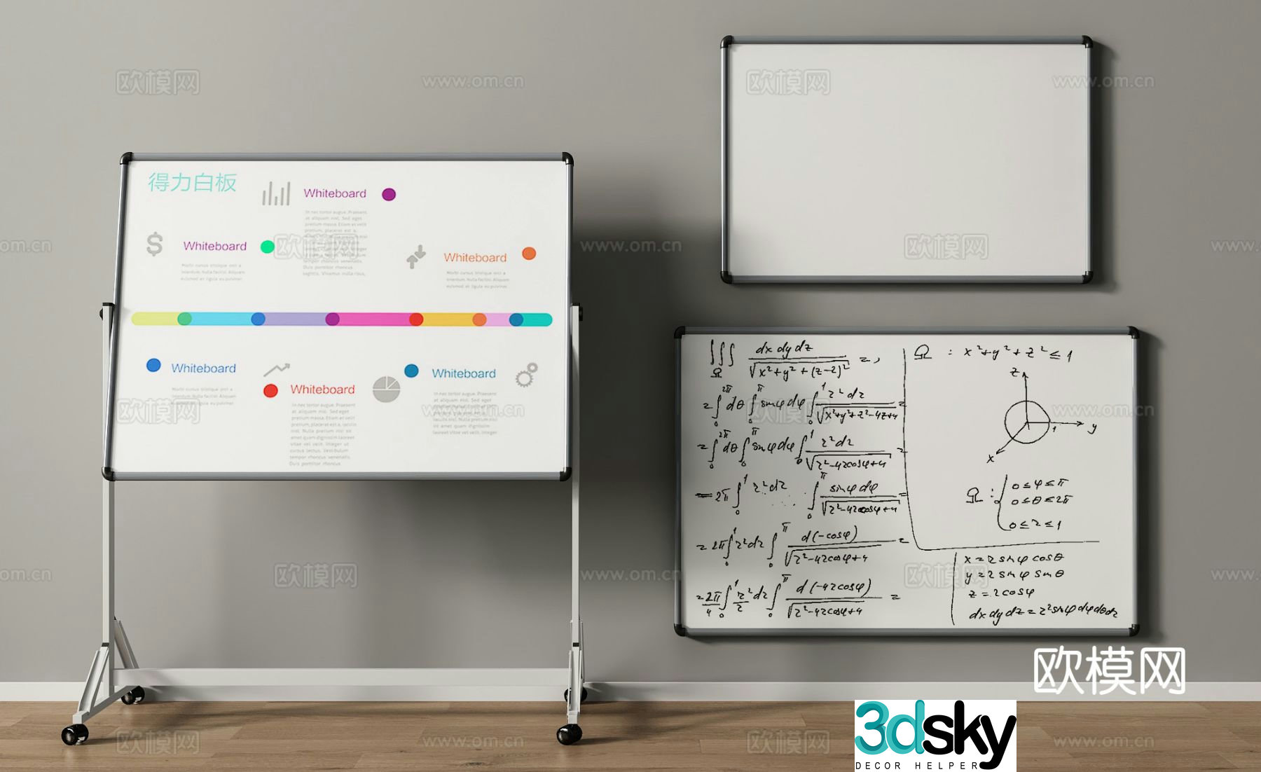 Office whiteboard writing board teaching board 3d model