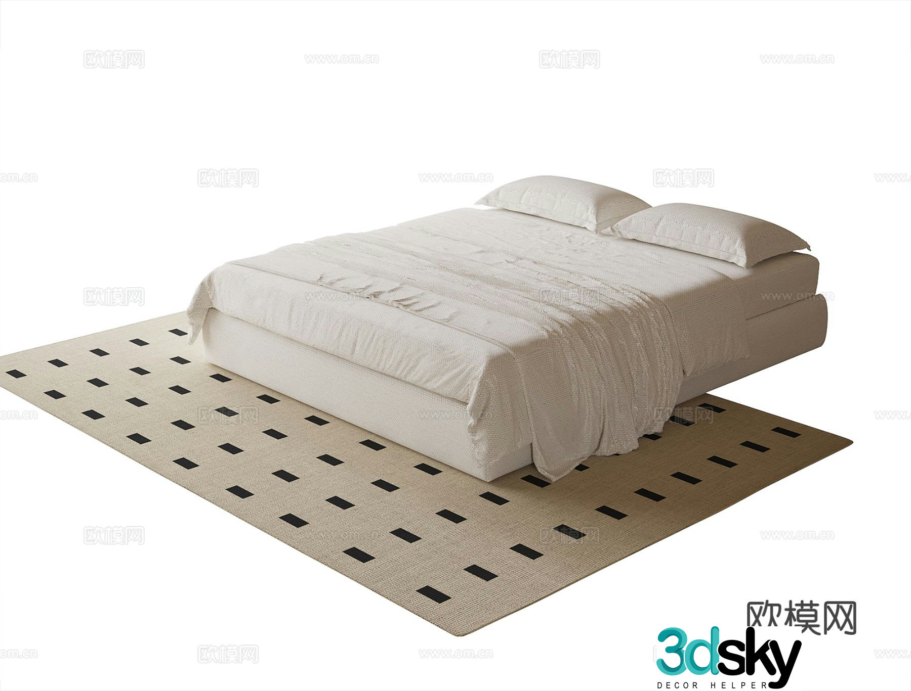 Modern double bed 3d model