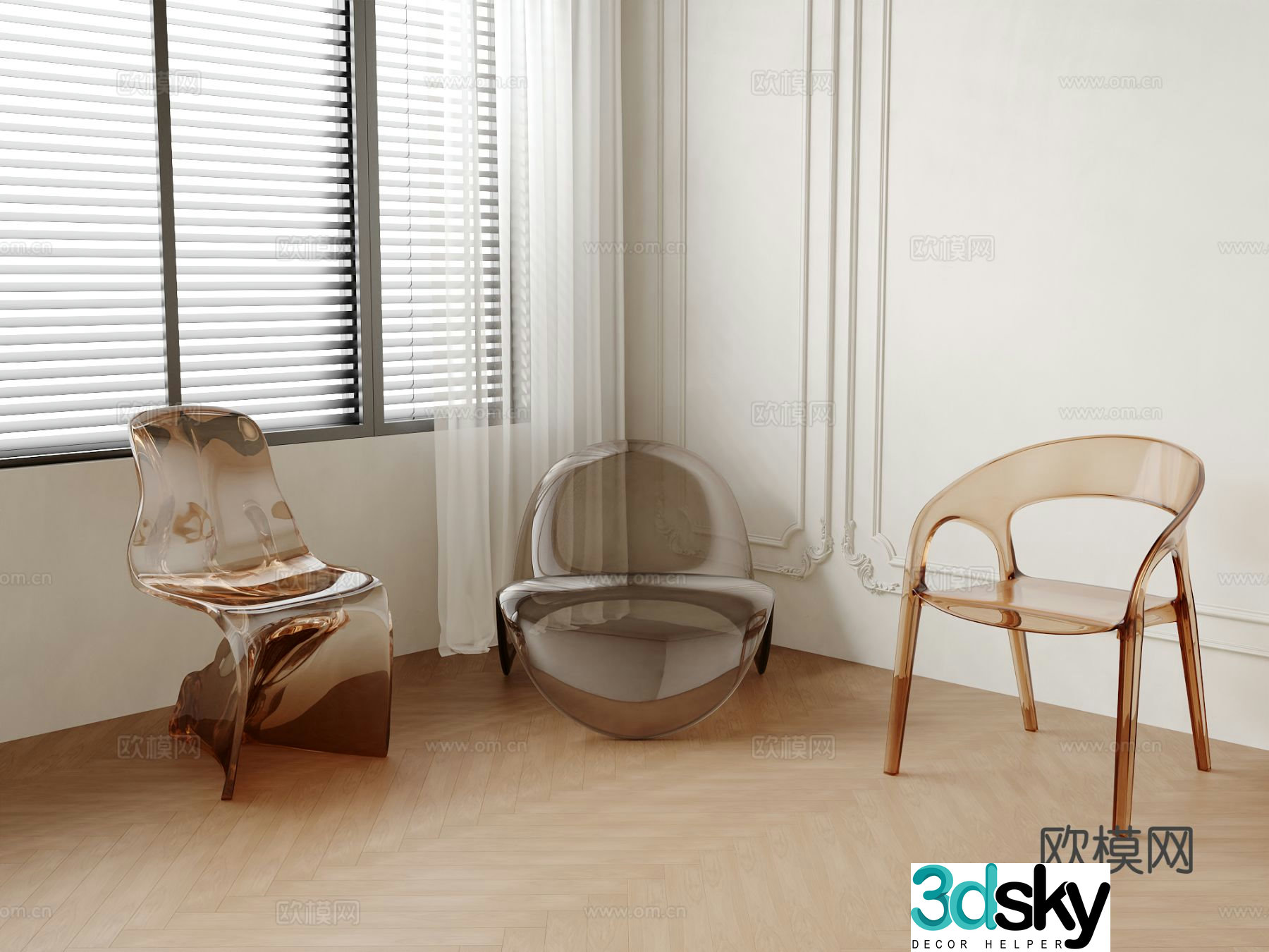 Acrylic chair dining chair 3d model