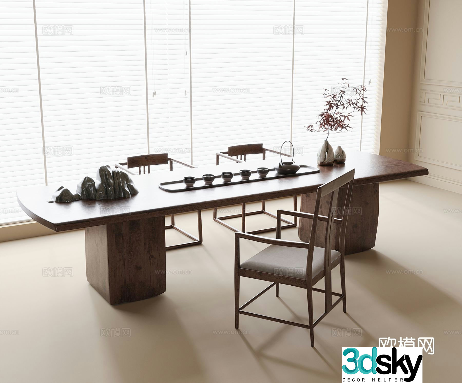 New Chinese style tea table tea table 3d model