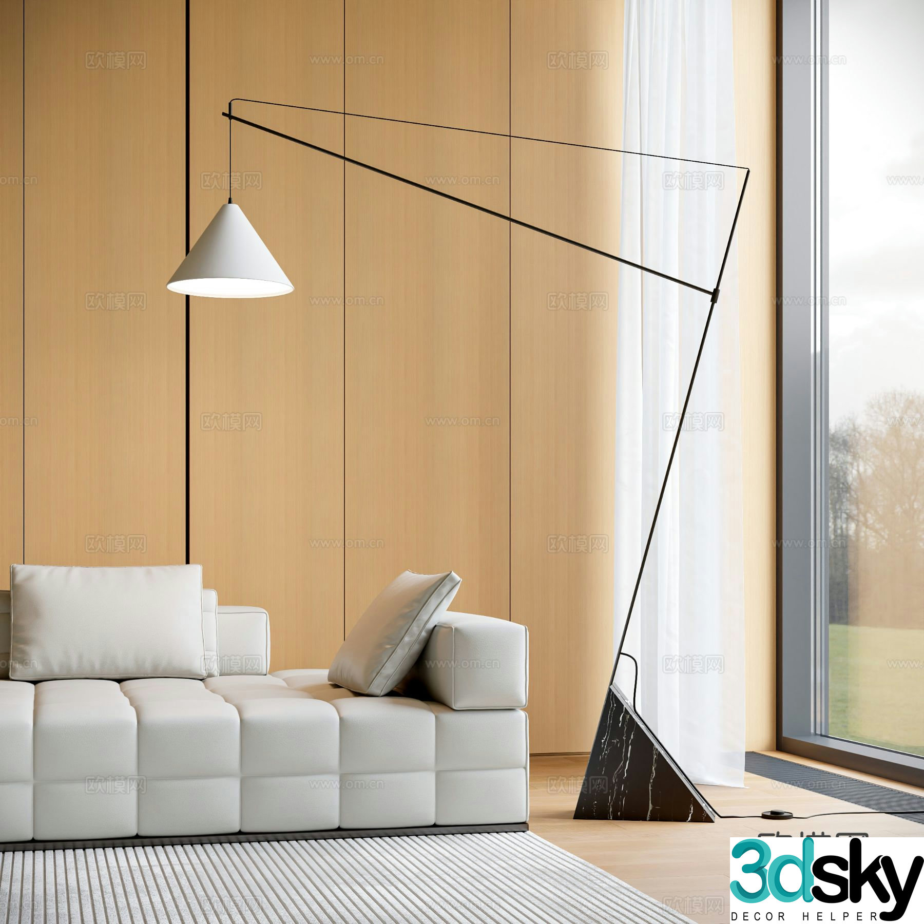 Nordic floor lamp fishing lamp 3d model