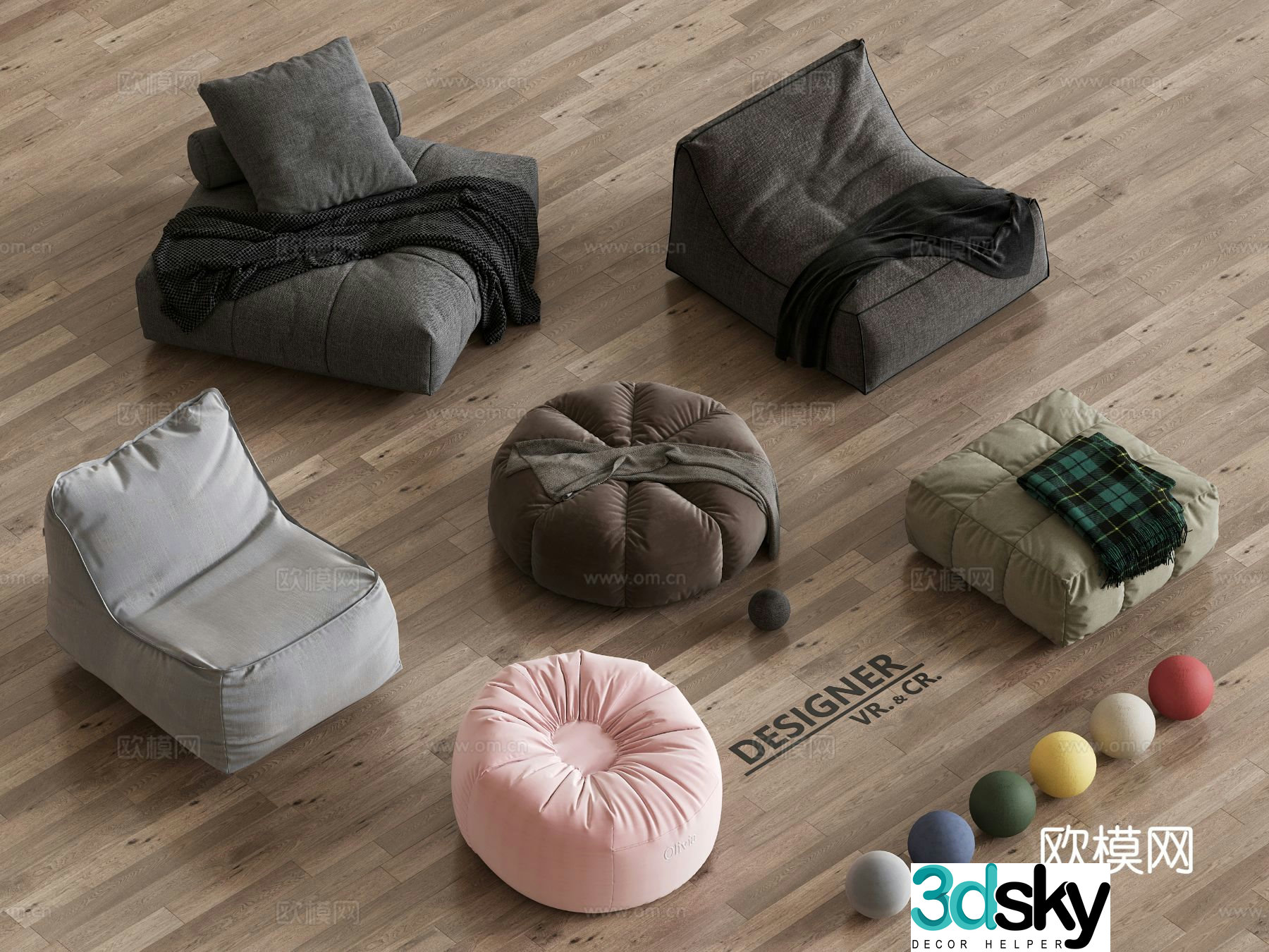 Modern beanbag sofa 3d model