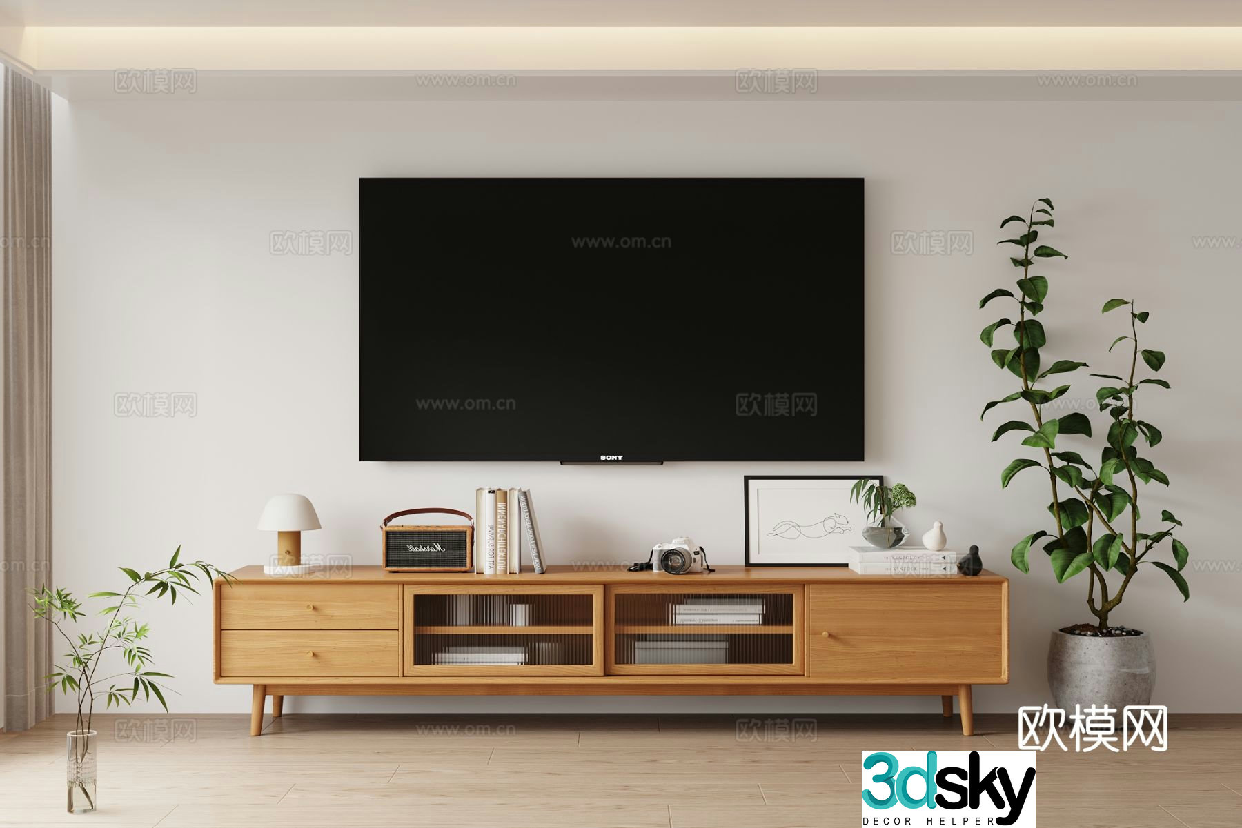 Log TV cabinet 3d model