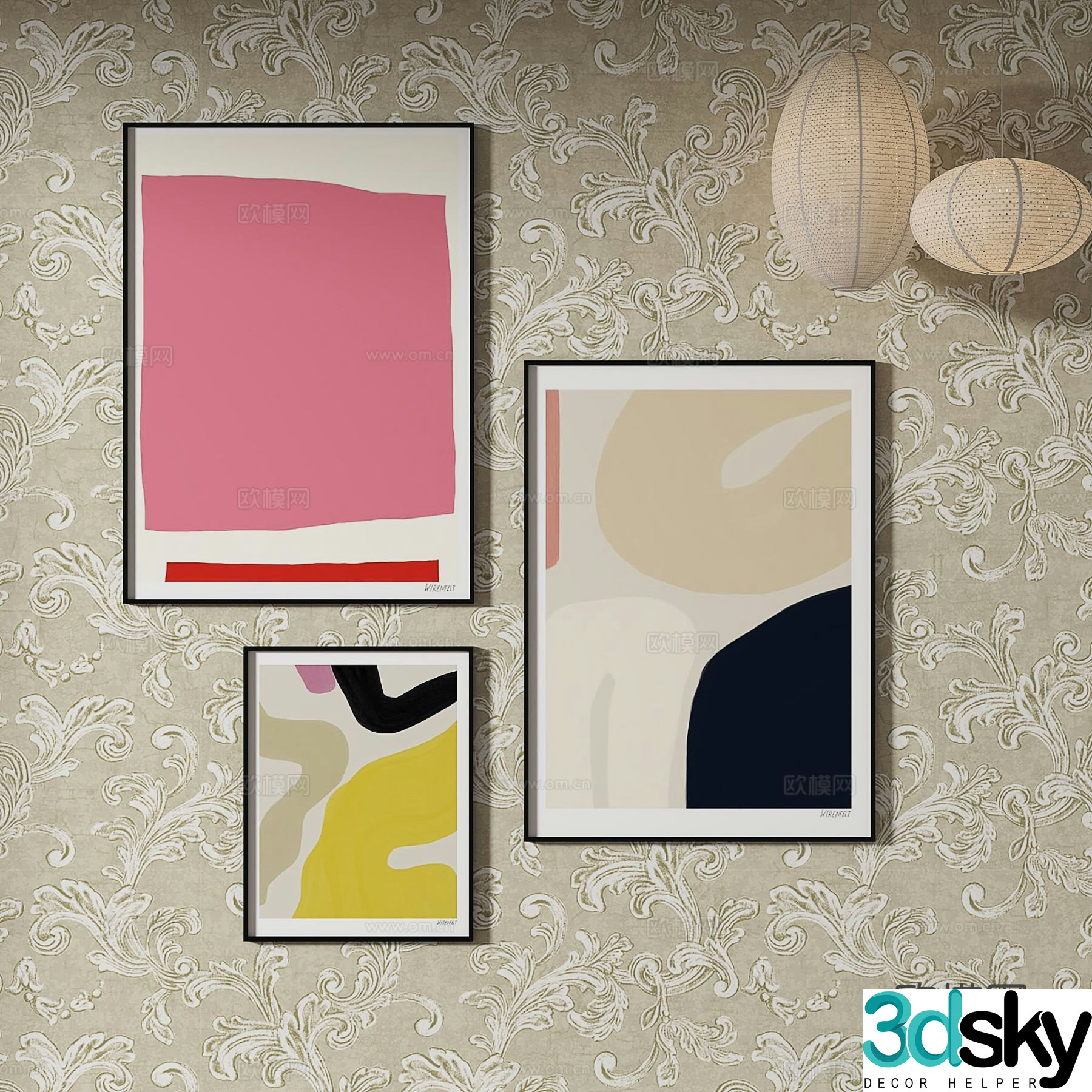 Simple European decorative painting art painting hanging painting 3D model
