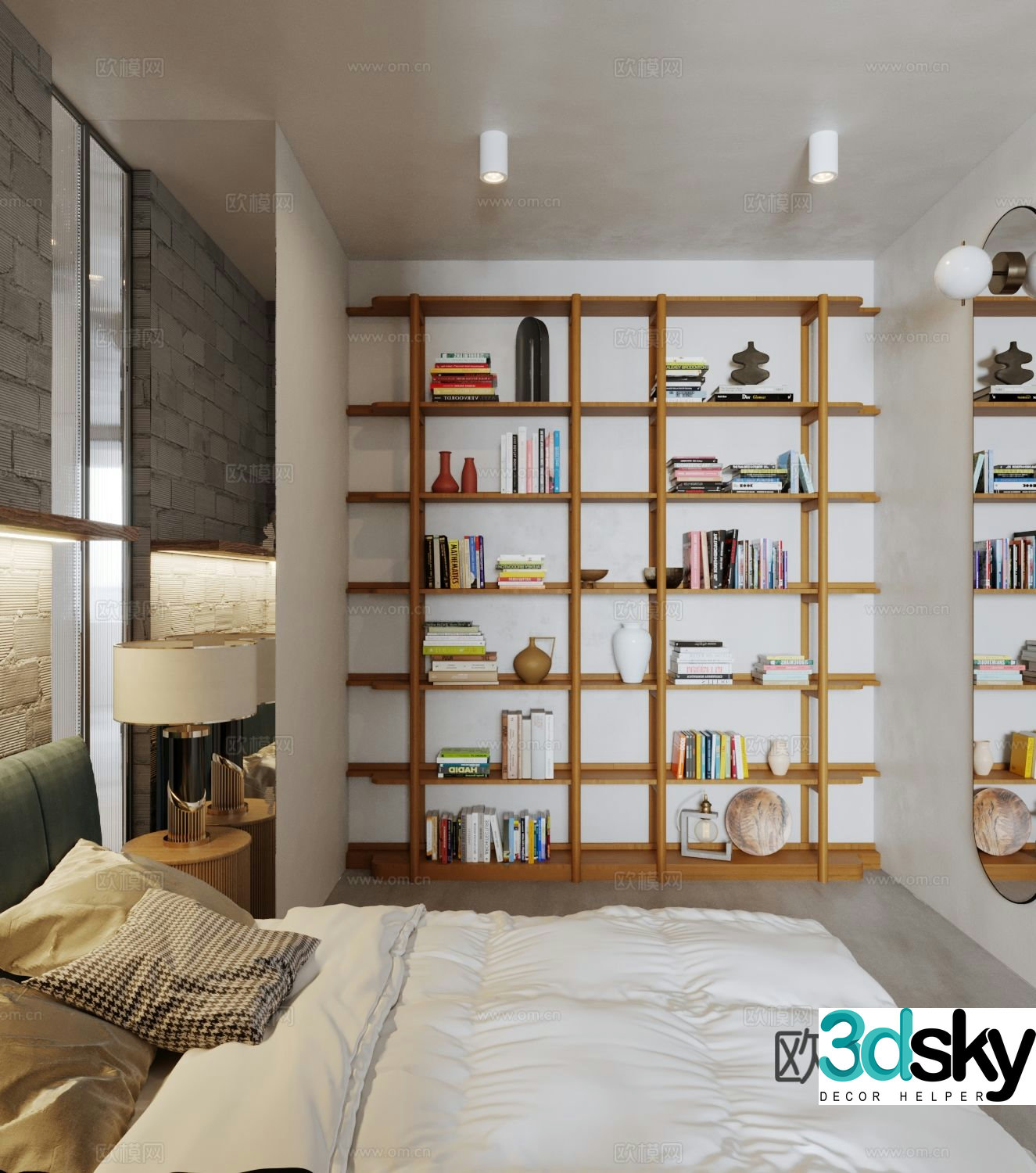 Nordic bookcase bookshelf 3d model
