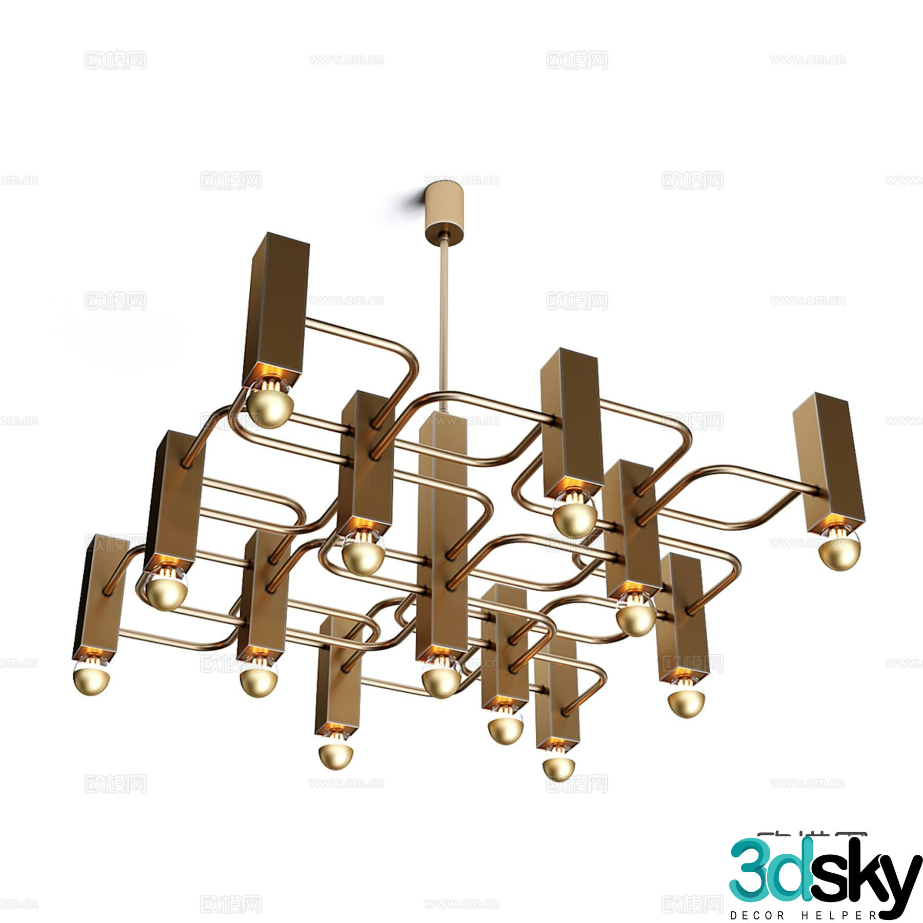 Light luxury lobby chandelier 3d model