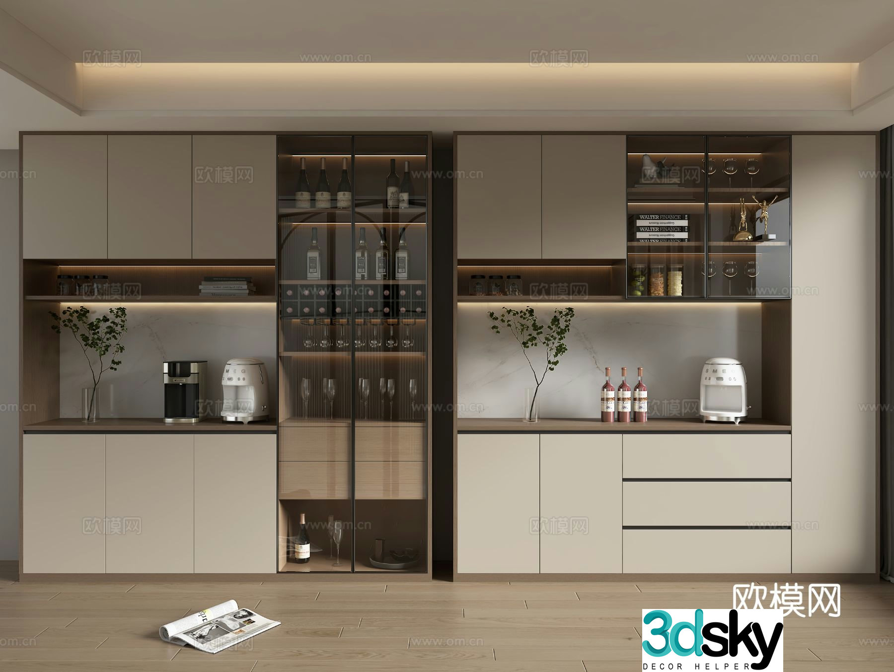 Modern wine cabinet 3d model