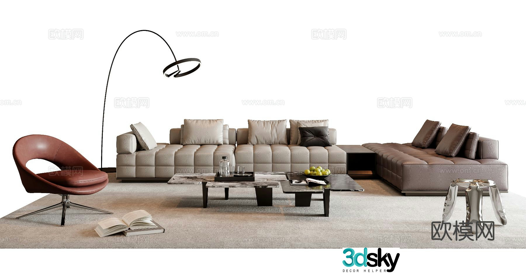 Italian sectional sofa 3d model