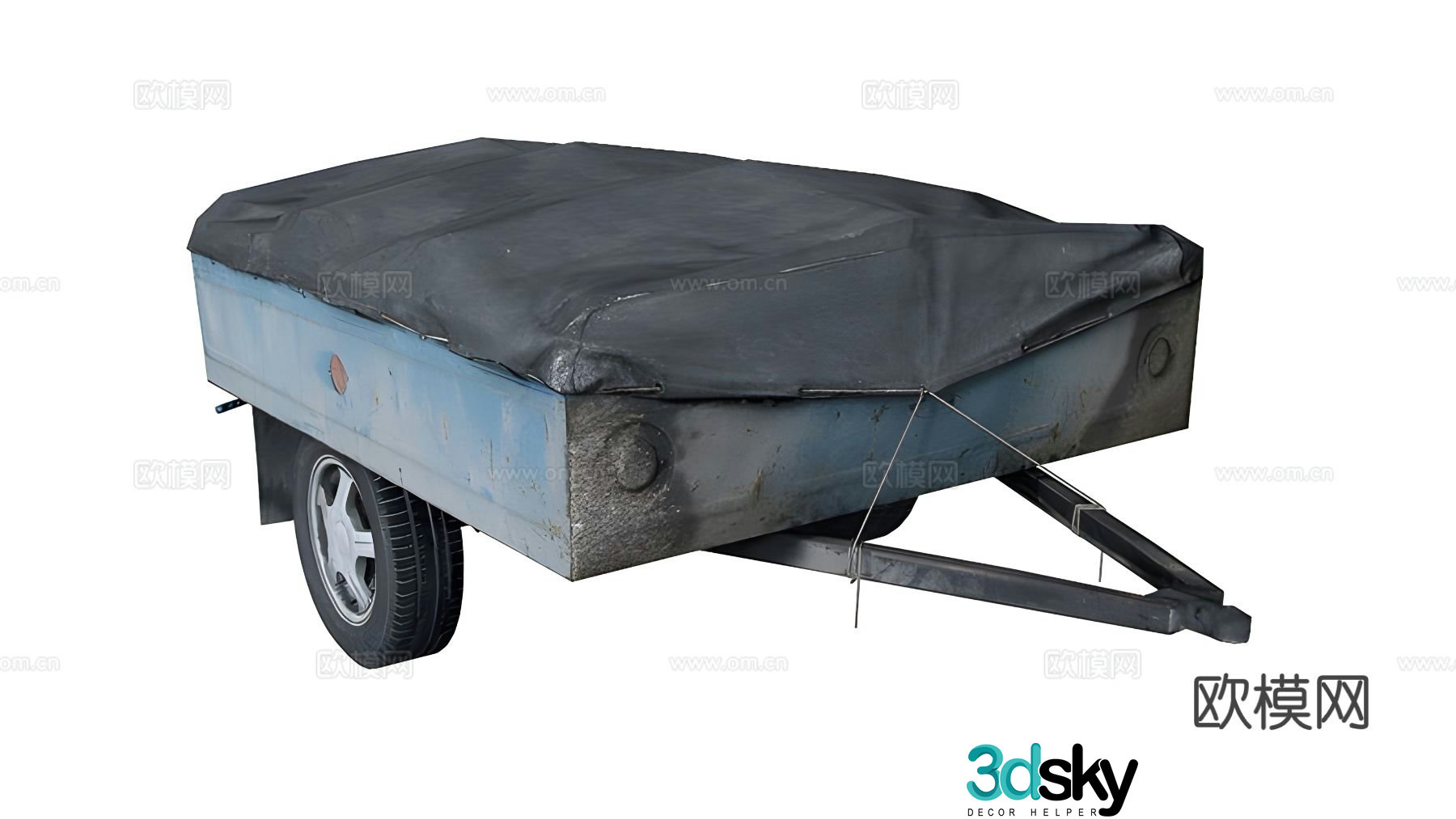 old trailer tractor 3d model