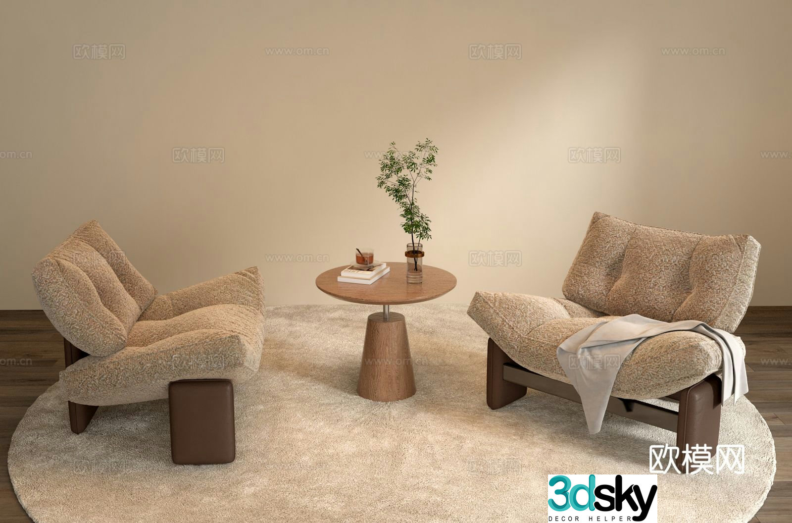 Wabi Sabi leisure chair sofa chair 3d model