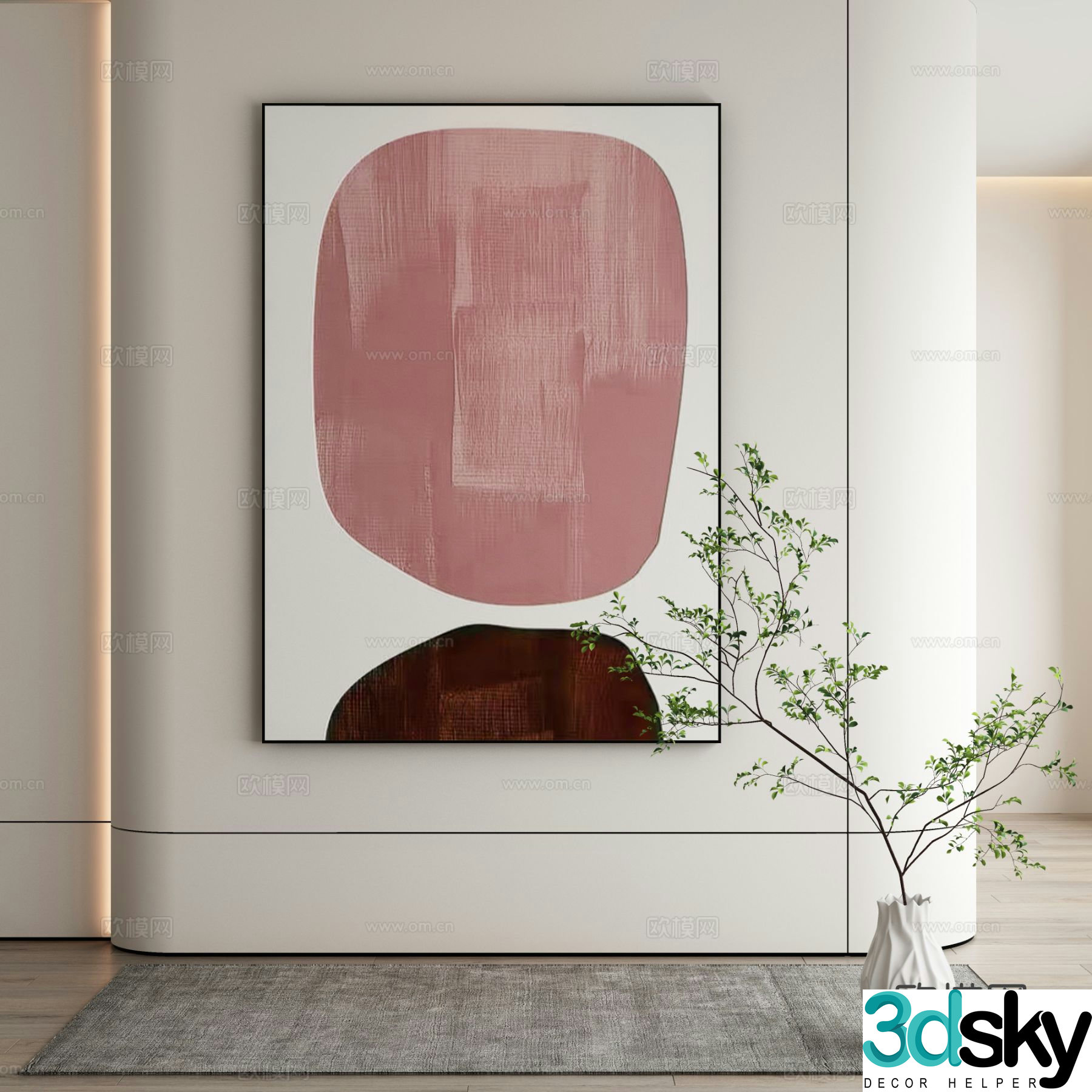 Modern decorative painting abstract painting 3d model