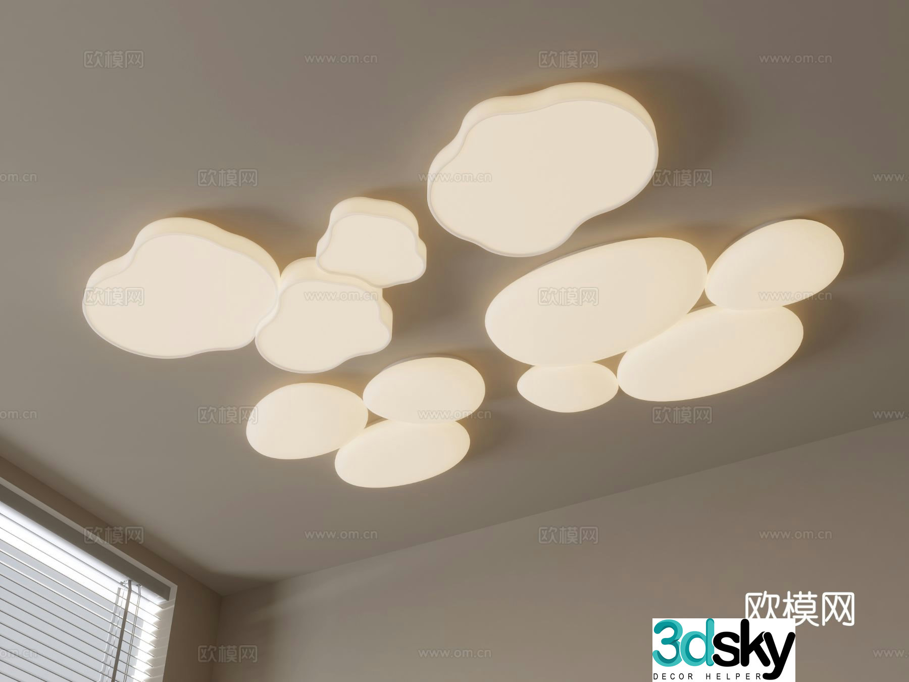 Cream style ceiling lamp bedroom lamp 3d model