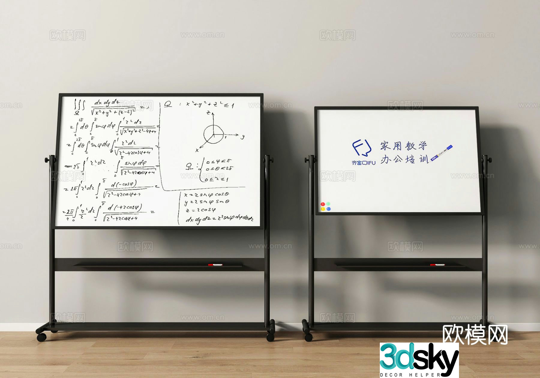 Office whiteboard writing board teaching board 3d model