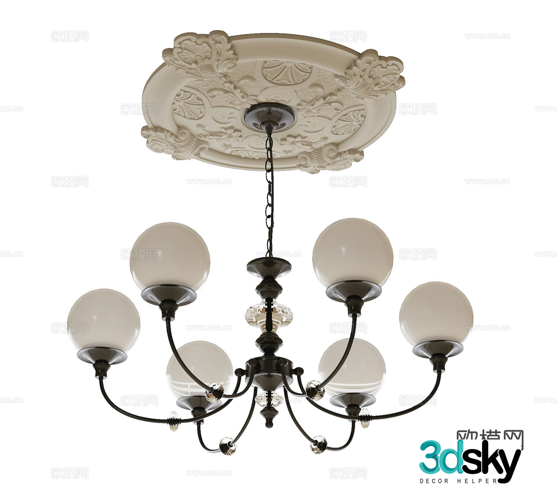 French chandelier hall chandelier retro chandelier 3d model