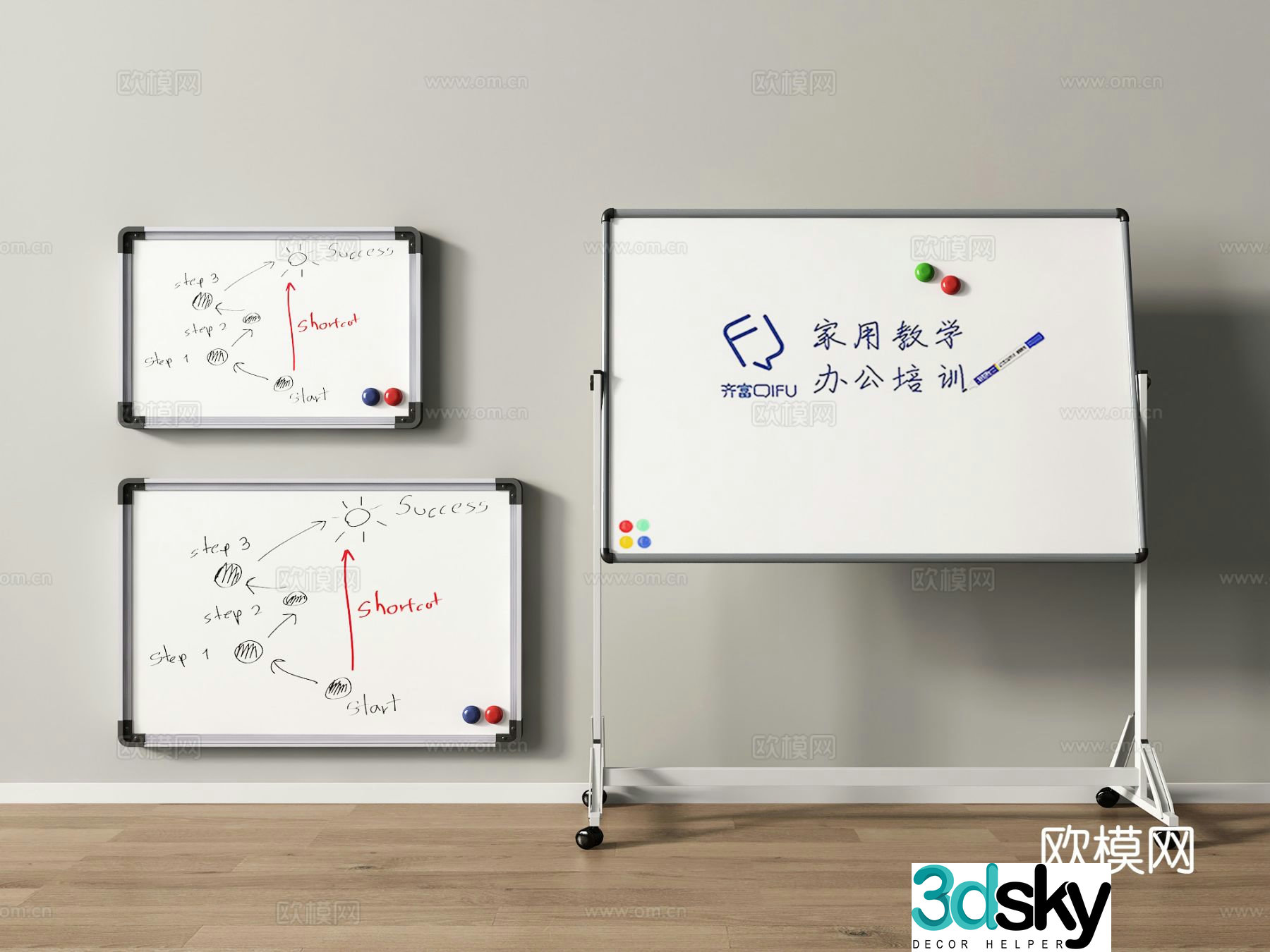 Office whiteboard writing board teaching board 3d model