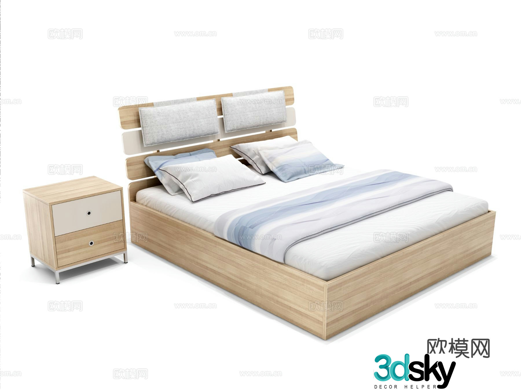Modern double bed 3d model