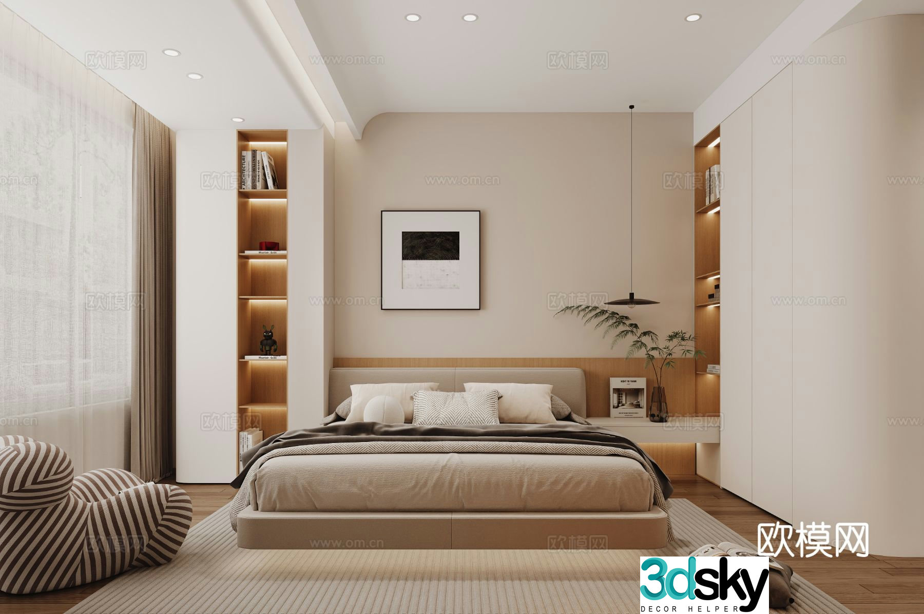 Cream style bedroom master bedroom 3d model