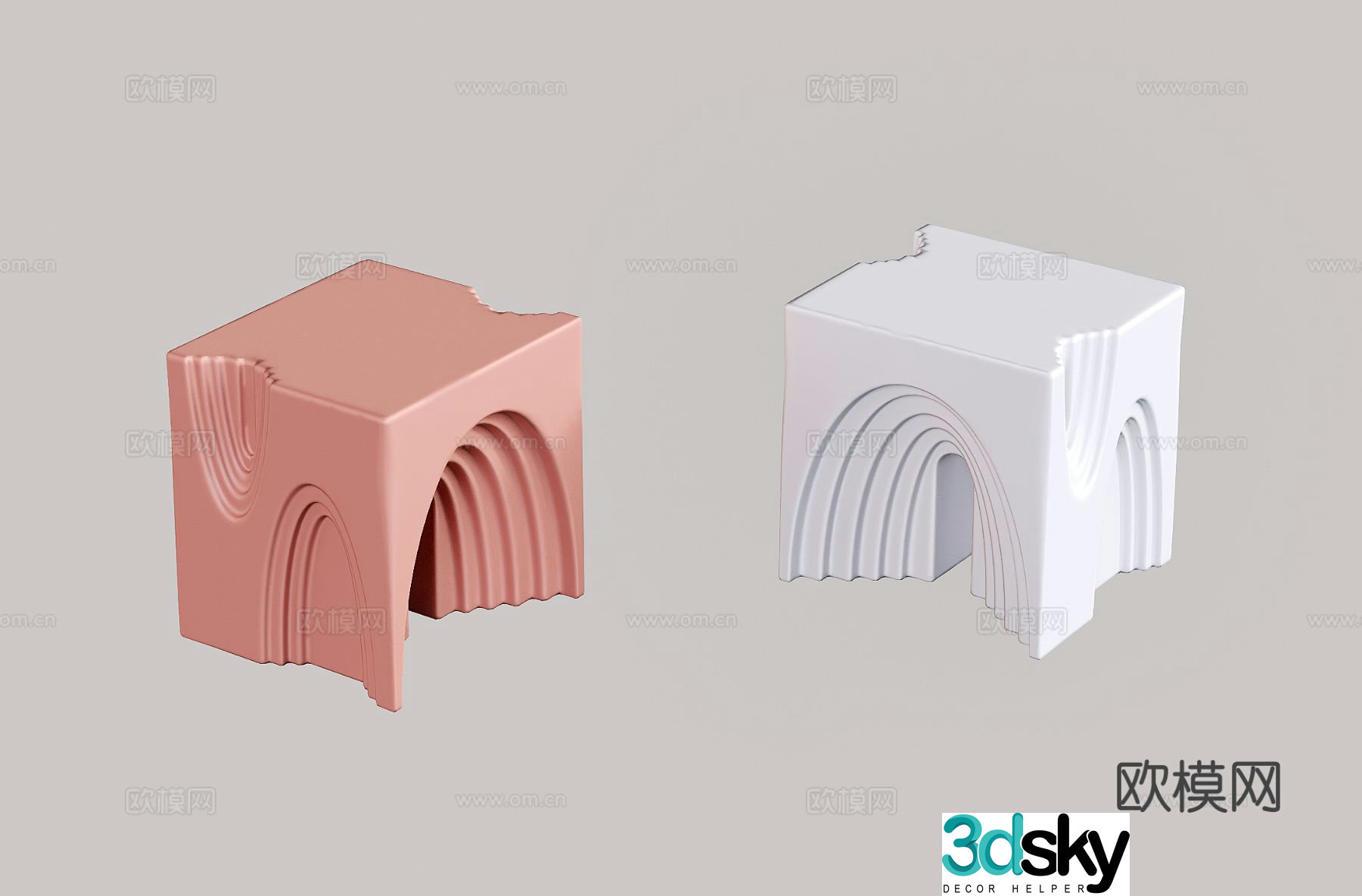 Modern stool shoe changing stool square stool 3d model